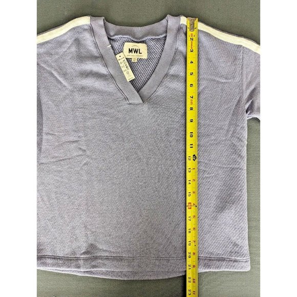 Madewell MWL Airyterry V-Neck Sweatshirt Tee - Varsity-Striped Edition Sz XS NWT - Picture 7 of 9